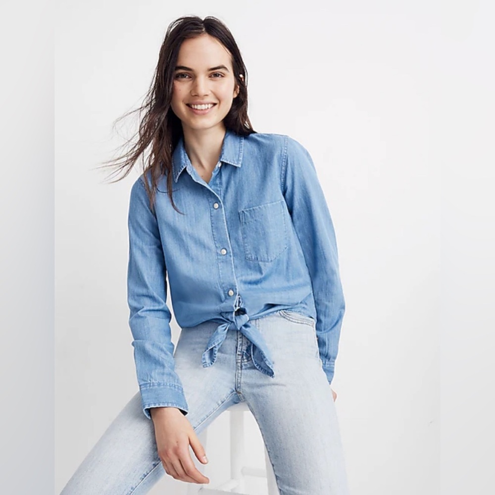 Madewell Tie Front Chambray Shirt